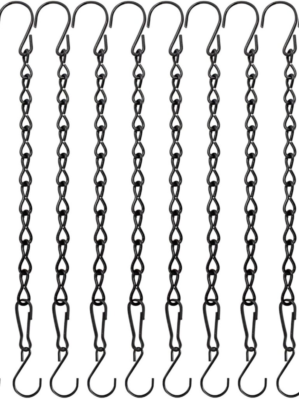 10 Pack 9.5 Inch Black Hanging Chains, Garden Plant Hangers for Hanging Bird Fee